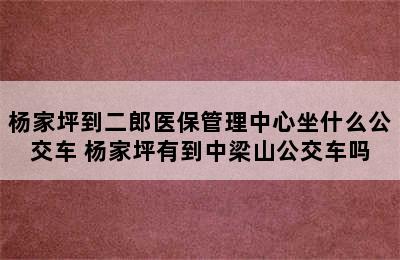 杨家坪到二郎医保管理中心坐什么公交车 杨家坪有到中梁山公交车吗